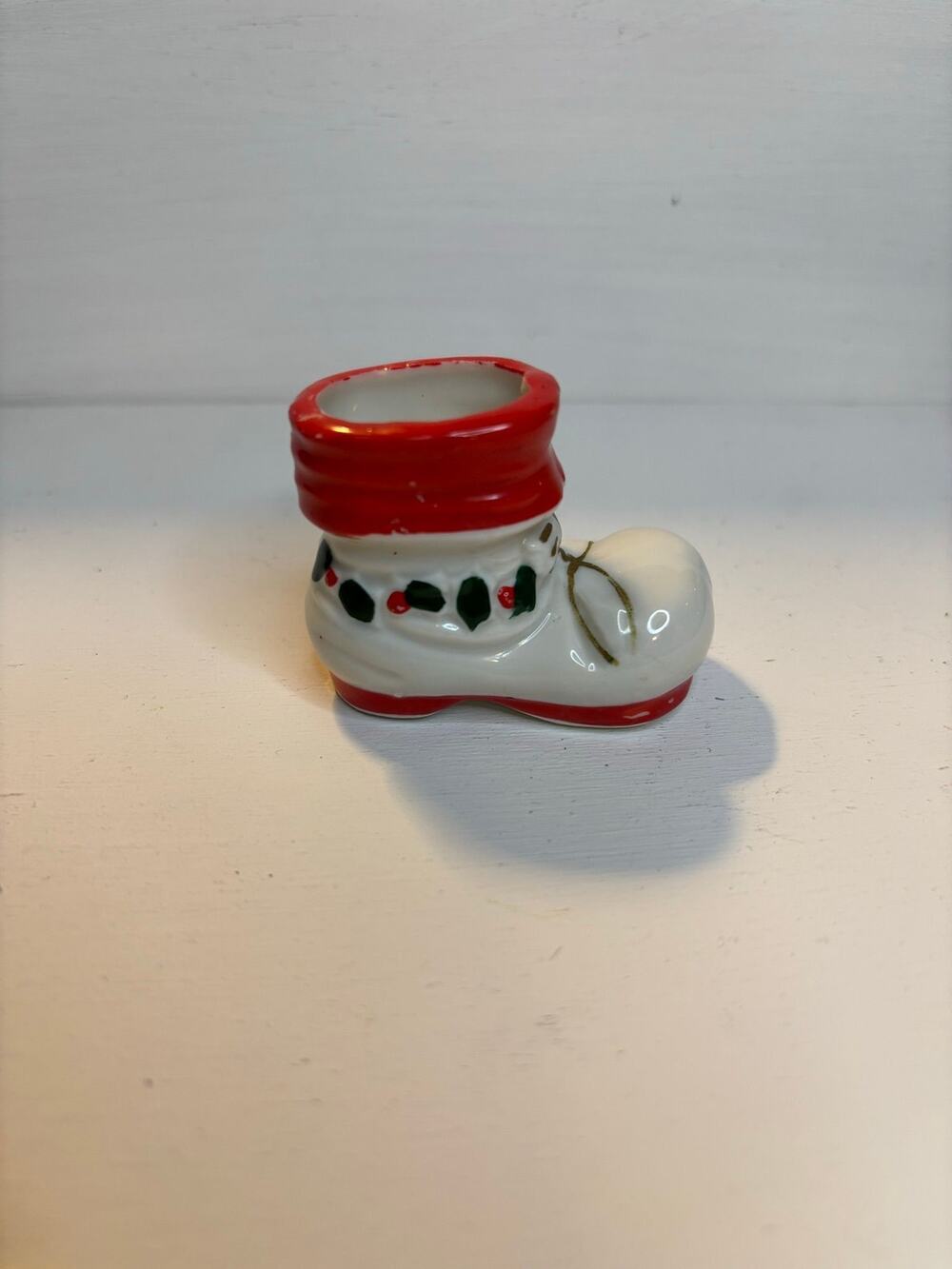 Vintage Christmas Miniature Ceramic Santa Boot